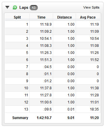 Please ignore the random ass 0.00 distances. Still gettin' used to my Garmin!